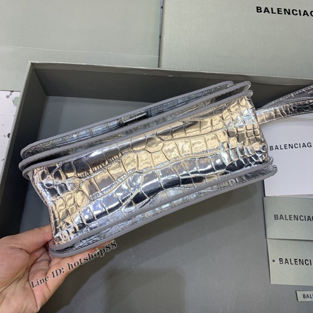 Balenciaga專櫃爆款大號鱷魚銀肩背包 巴黎世家新款Gossip bag斜挎包 fyj1303